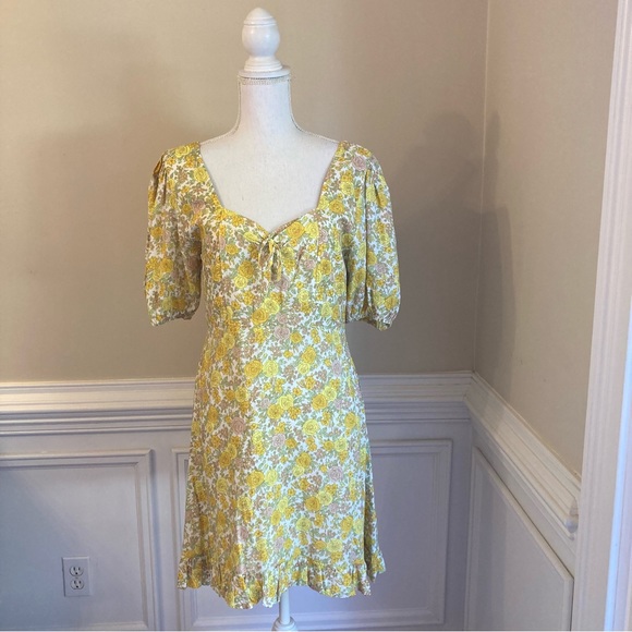 FAITHFULL THE BRAND Agathe Yellow Floral Mini Dress - Picture 8 of 12